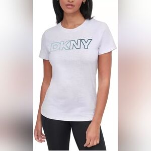 DKNY Light Gray Tee with Outline Logo